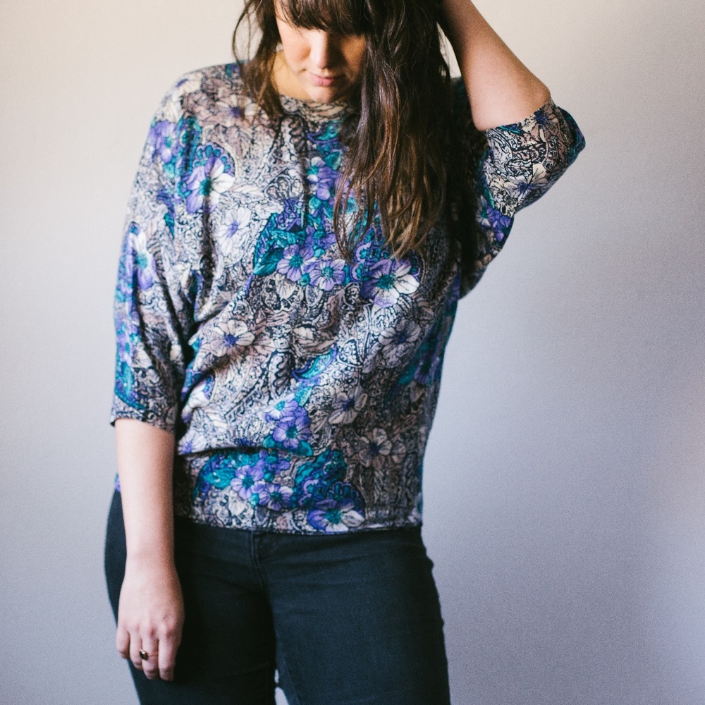 Vintage Floral Paisley Dolman Top